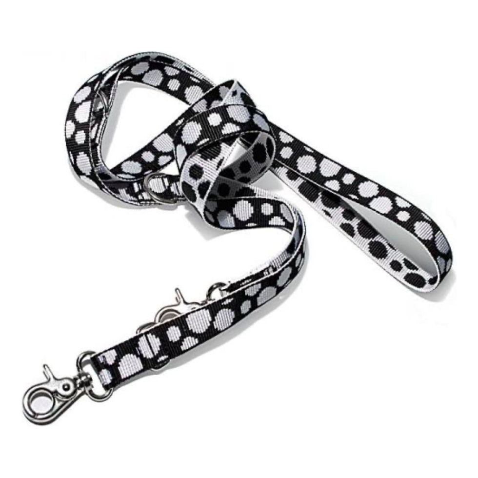 Dogma verstellbare Hundeführleine Dots Schwarz/Weiß 200cm (2,5cm breit)