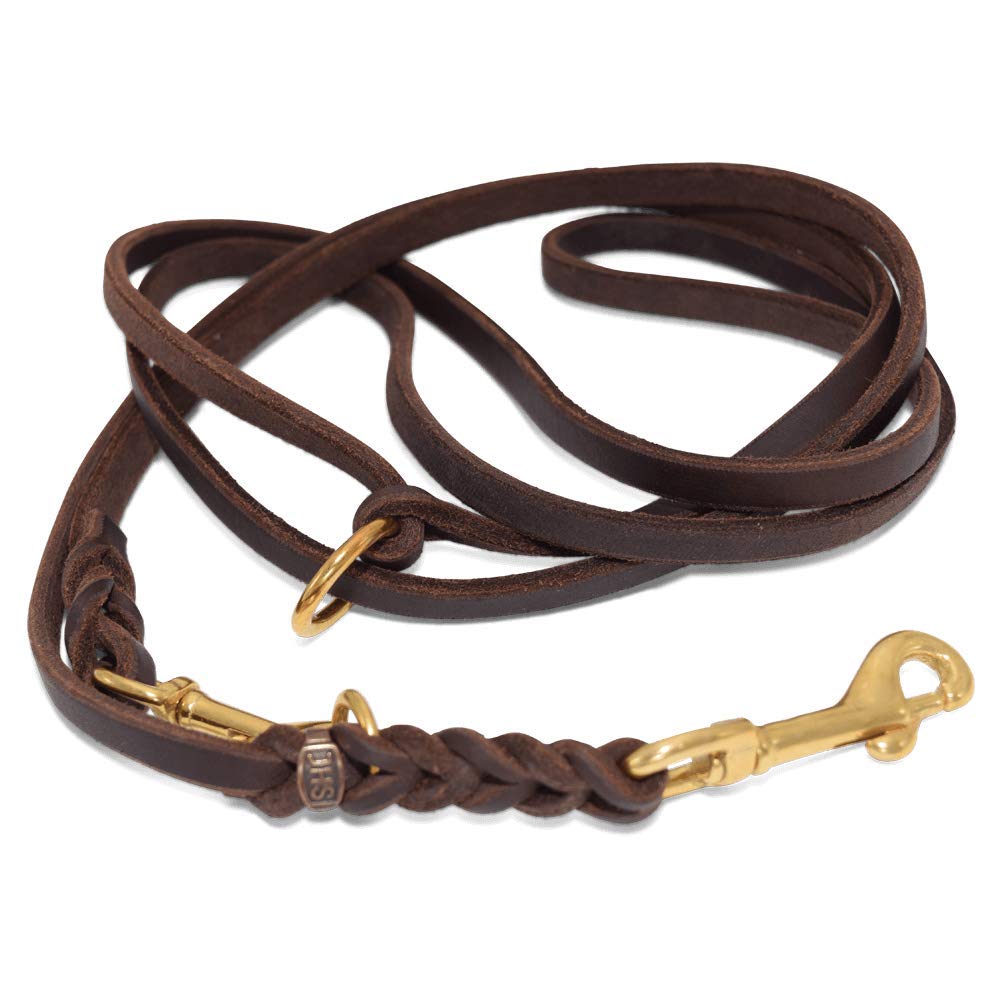 JHS Geflochtene, verstellbare Führleine Messingbeschlägen 240 cm