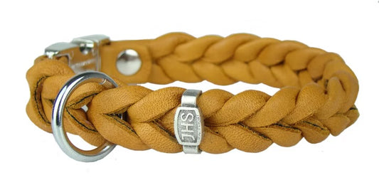 JHS Hundehalsband mit Klickverschluss – 20 mm Breite, Cognac