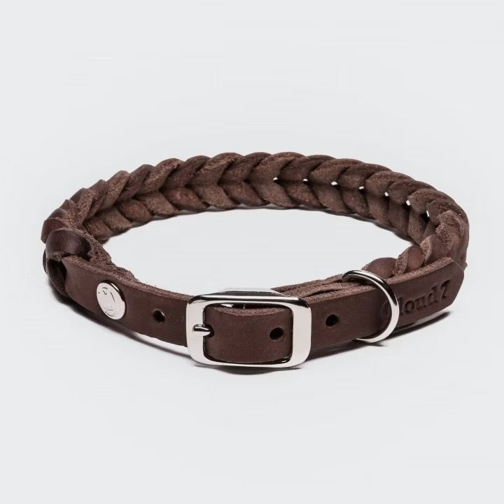 Cloud 7 - Fettleder Hundehalsband – Geflochtenes Lederhalsband