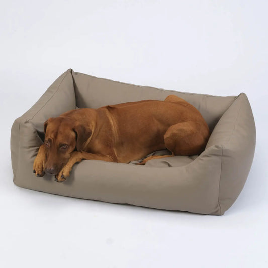 Hundebett Box Bett Saddle Kunstleder sand