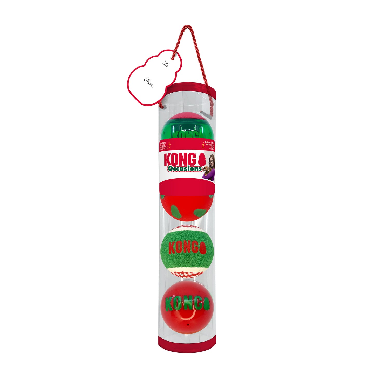 KONG Holiday Occasions Balls 4-pk M