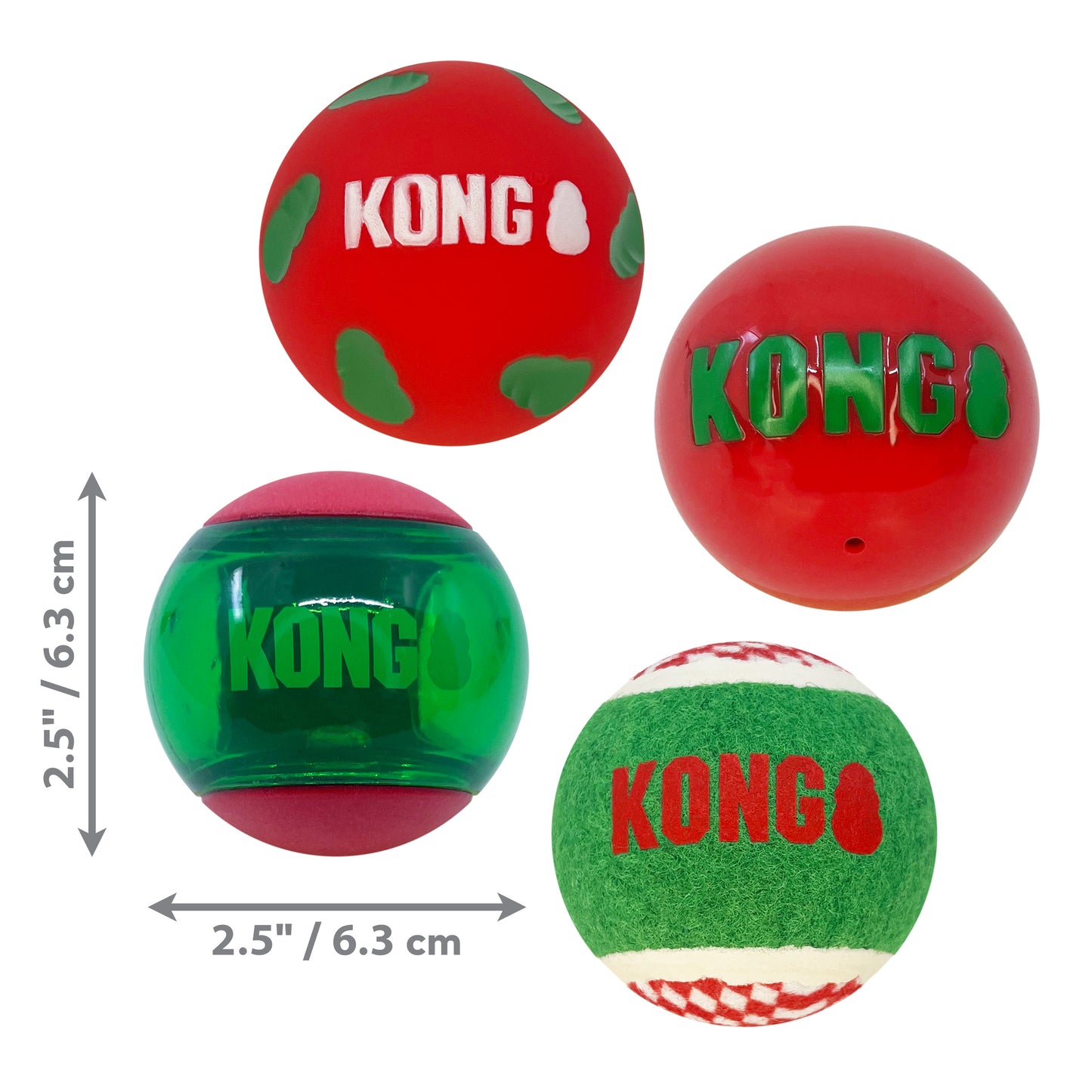 KONG Holiday Occasions Balls 4-pk M