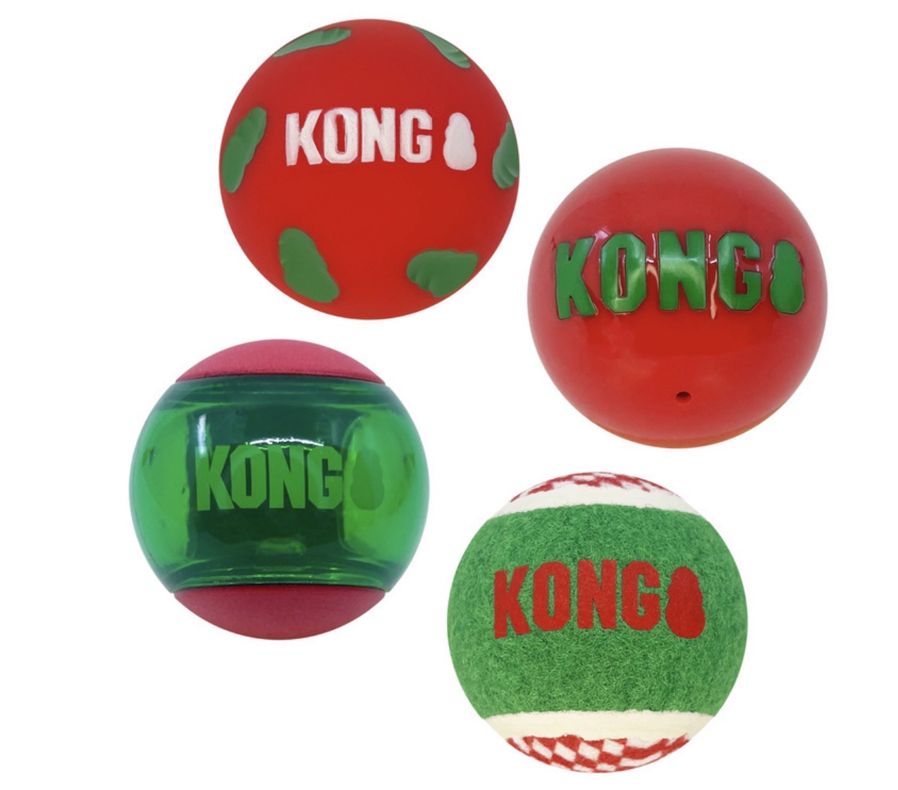 KONG Holiday Occasions Balls 4-pk M