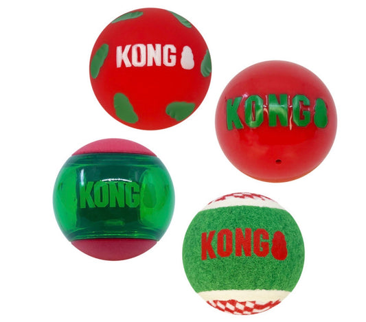 KONG Holiday Occasions Balls 4-pk M